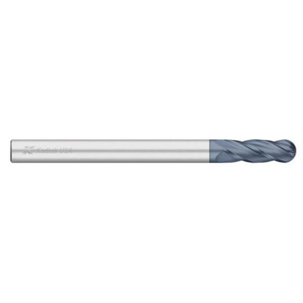 Kodiak Cutting Tools 3/16 Carbide Endmill 4 Flute Single End Ball Nose ALTIN Coated 5438521